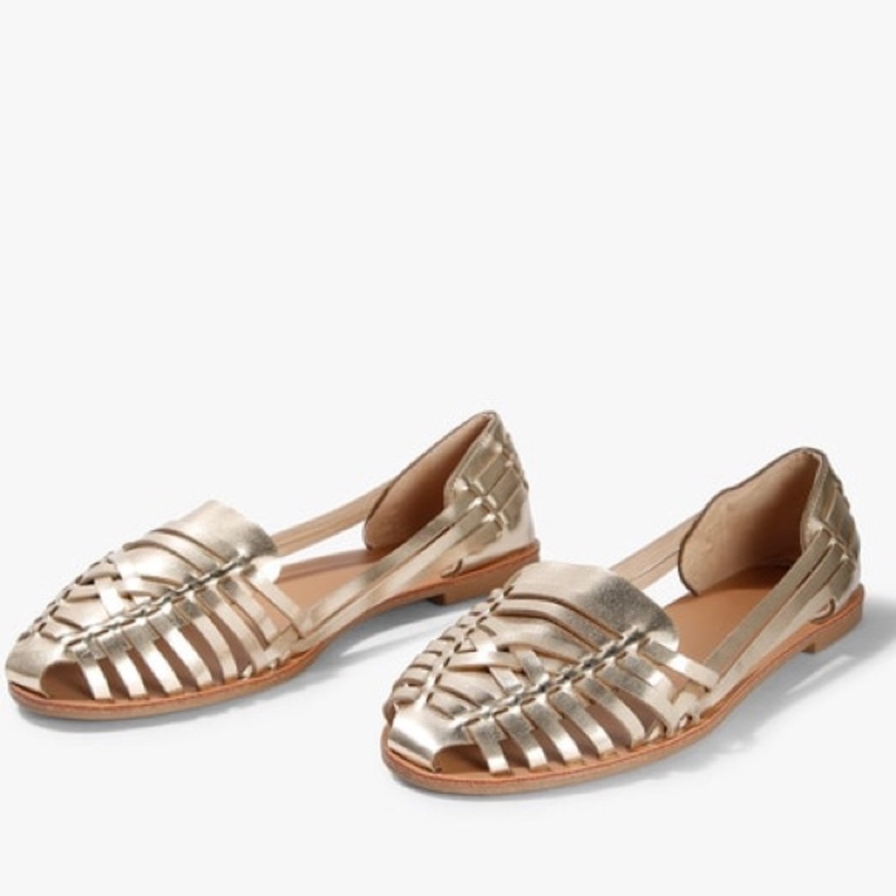 J Crew gold woven flats shoes sz 8.5